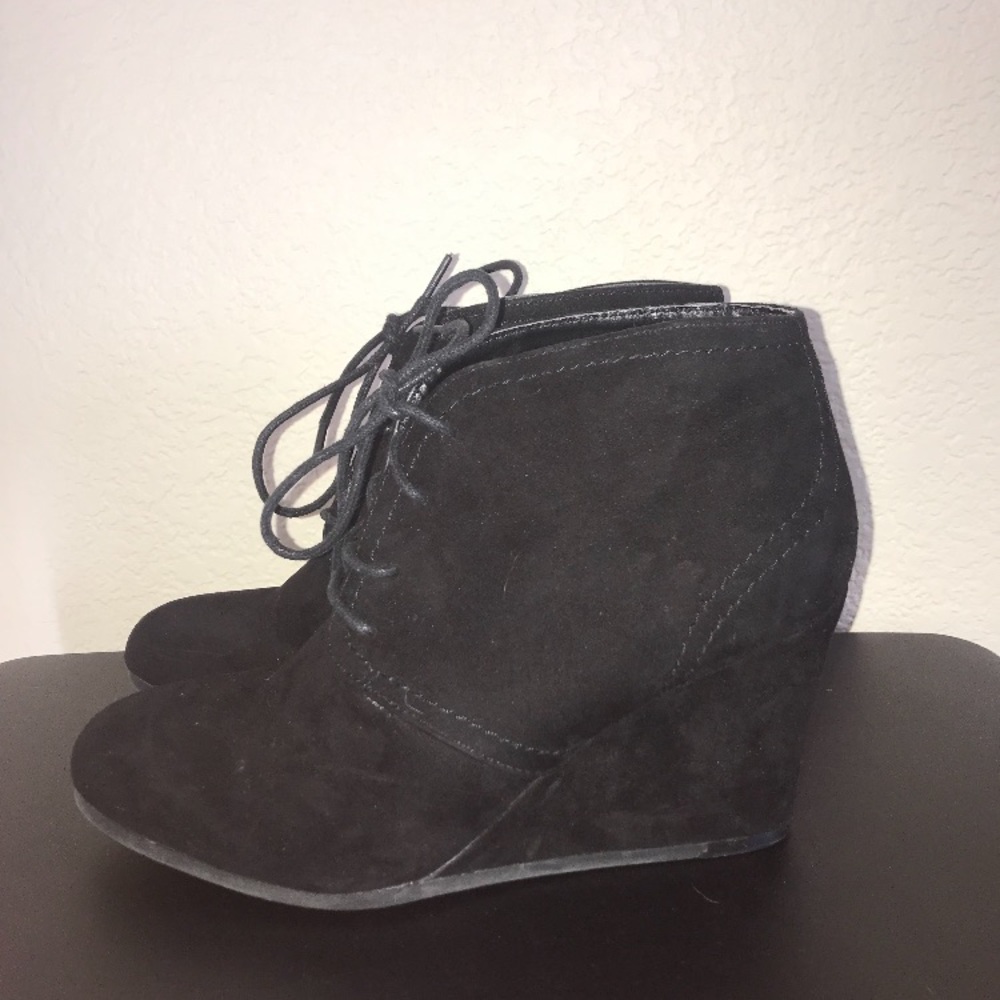 Black lace up wedges